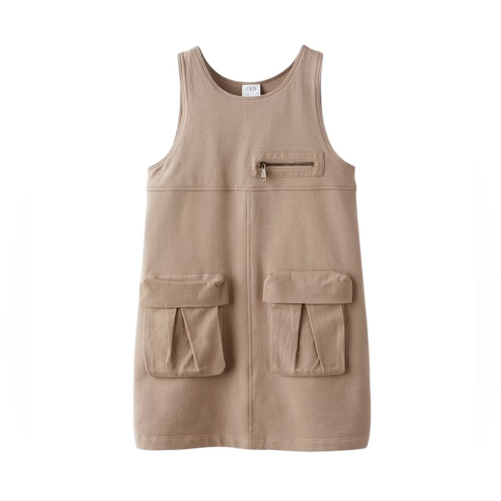 Zara girls size 9Y plush pocket pinafore dress